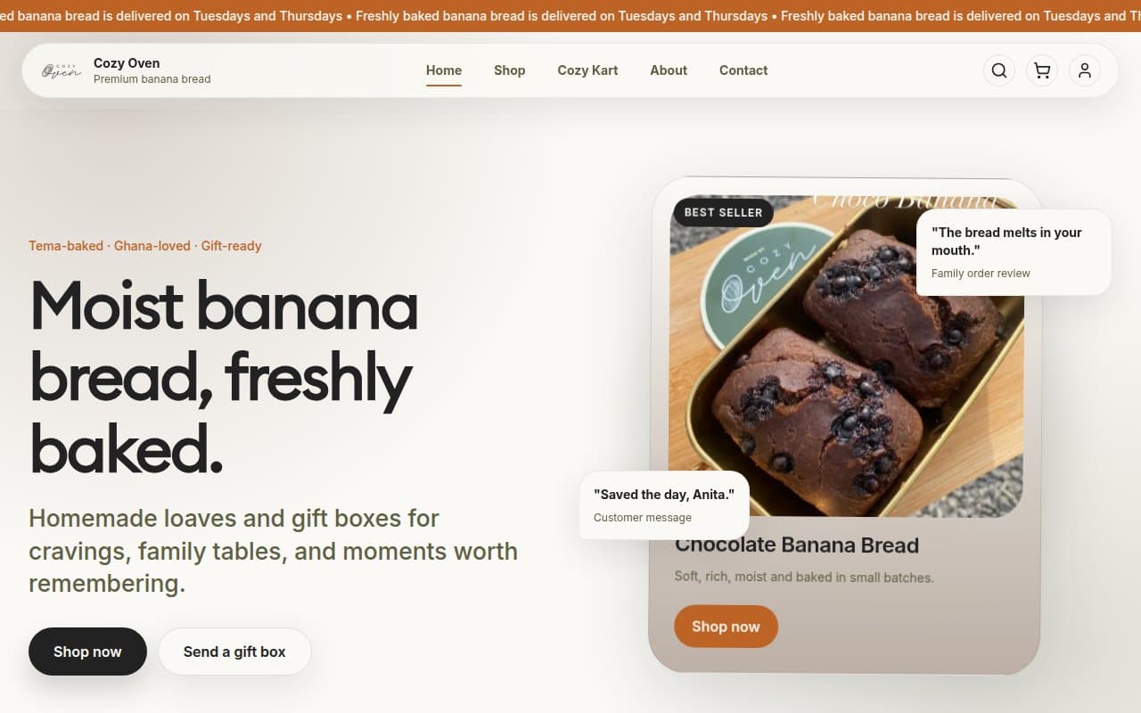 Cozy Oven website