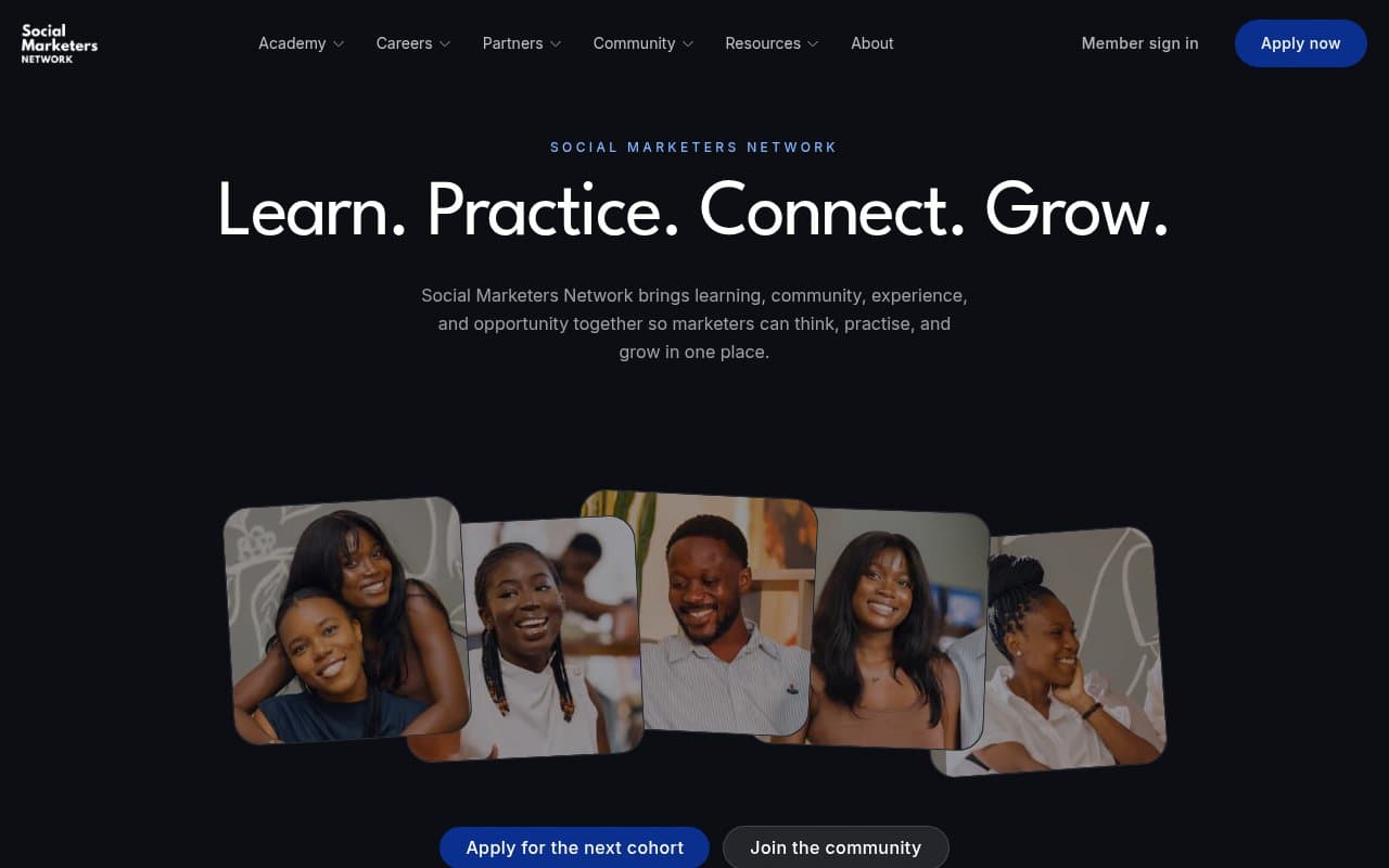 Social Marketers Network web app